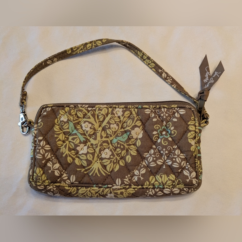 Vera Bradley Brown Floral Quilted Wristlet